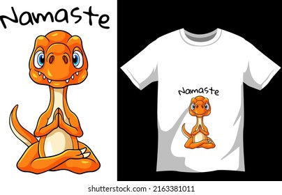 Yoga dinosaur tshirt design template