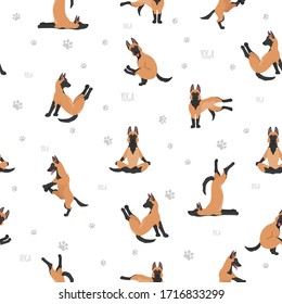 Perros de yoga posa y hace ejercicios. Ilustración del vector