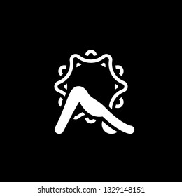 Yoga Downward Facing Dog Pose. Flat Design Yoga Poses with Mandala Ornament in Back. Isolated Illustration.