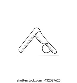 Yoga downward facing dog pose vector sketch icon isolated on background. Hand drawn yoga downward facing dog pose icon. Yoga downward facing dog pose sketch icon for infographic, website or app.