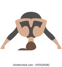 Yoga downward pose prasanta vector. Woman exercising pilates, stretching and flexible gymnastics isolated on white background. Healthy lifestyle and sport activity
