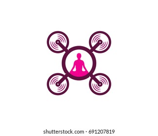 Yoga Drone Icon Logo Design Element