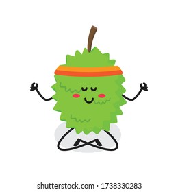 yoga durian fruit cute character mascot vector design