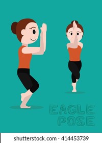 Yoga Eagle Pose Cartoon Vector Illustration