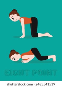 Yoga Eight Point Ashtangasana Cartoon Vector Illustration