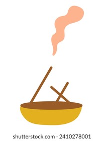 El yoga es un conjunto colorido. Una imagen intrigante combina el mundo del diseño creativo con la práctica holística del yoga, con un aroma de vara contra el fondo blanco. Ilustración vectorial.