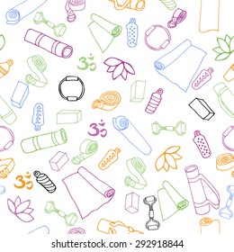 Yoga elements and stuff seamless pattern.