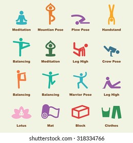 yoga elements, vector infographic icons