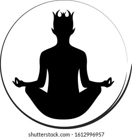 Yoga elf serenity maeditate fantasy symbol, vector