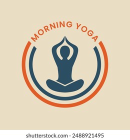Logotipo del emblema del yoga con el texto, logotipo del Vector para la marca.