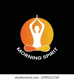 Yoga-Emblem-Logo mit Text, Vektorgrafik-Logo für Branding.