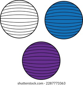 Yoga Exercise Ball Clipart Set - Outline and Color