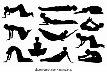 Yoga exercise. Different yoga poses.