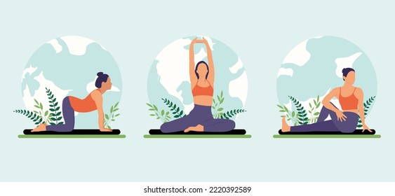 Yoga Exercise Flat Bundle Design Illustration