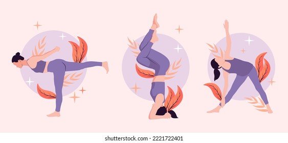 Yoga Exercise Flat Bundle Design Illustration