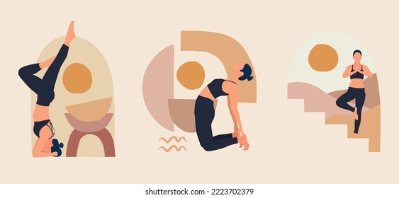 Yoga Exercise Flat Bundle Design Illustration