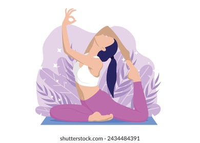 Yoga Exercise Flat Design Illustration