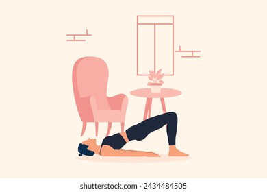 Yoga Exercise Flat Design Illustration
