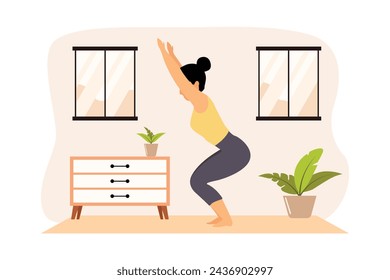 Yoga Exercise Flat Design Illustration