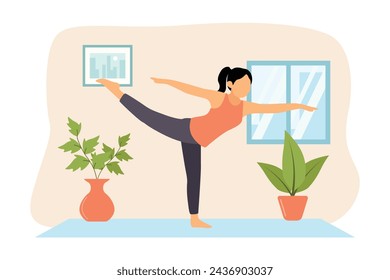 Ejercicio de yoga Ilustración de diseño plano