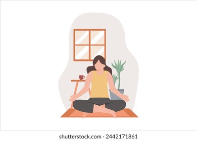 Ejercicio de yoga Ilustración de diseño plano