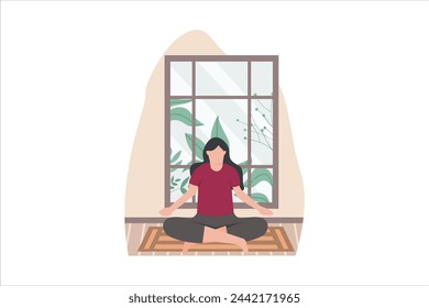 Ejercicio de yoga Ilustración de diseño plano