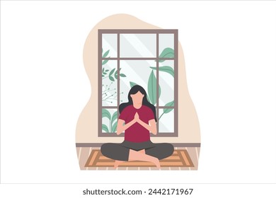 Yoga Exercise Flat Design Illustration