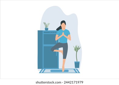 Yoga Exercise Flat Design Illustration