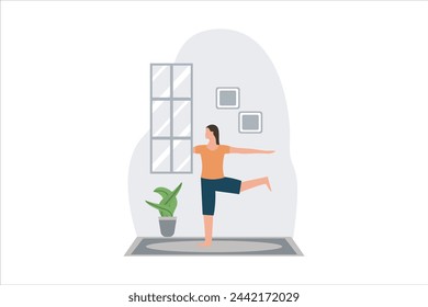 Yoga Exercise Flat Design Illustration