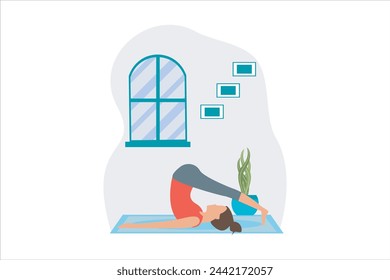 Ejercicio de yoga Ilustración de diseño plano