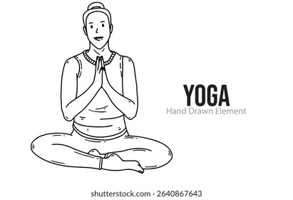 yoga exercise hand drawn vector. Black ink, line art, simple, fitness, health