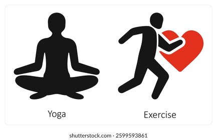 Yoga and Exercise icon concept
