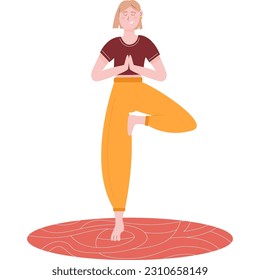 Yoga exercise icon vector woman in tree posture