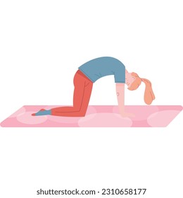 Yoga exercise icon vector woman in cat cow posture