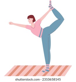 Yoga exercise icon woman excursing at home