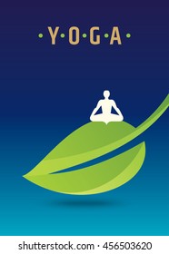 yoga exercise on leaf design. 