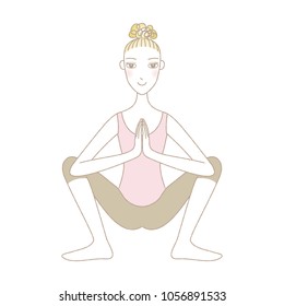 Yoga exercise, yoga pose, woman in Garland Pose