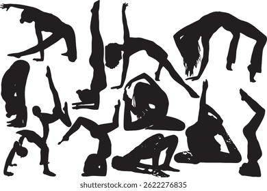 Yoga Exercício Poses Silhueta Vetor Ilustração Stock Vetor