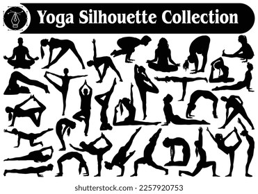 Yoga or exercise silhouettes Vector Collection