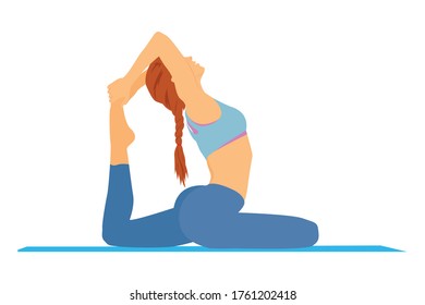 Yoga Exercise For Woman ( Flat Vector Art )