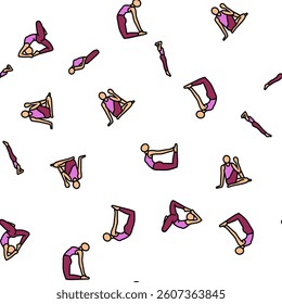 yoga exercises sport health vector seamless pattern thin line illustration