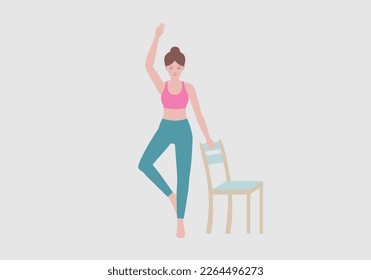 Yoga Exercises that can be done at home using a sturdy chair.
Good balance and a strong can help provide stability to your groin, thighs, hips. with Tree Pose Chair Yoga.