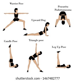 Yoga exercises workout on the white background. Vector illustration