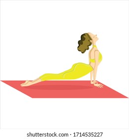 Ejercicio de yoga.Silhouette de una chica haciendo un ejercicio de yoga.Las formas coloreadas de la chica están aisladas en un fondo blanco.Una joven atractiva en prácticas de ropa deportiva un patrón sin fisuras de yoga.Vector