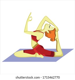 Ejercicio de yoga.Silhouette de una chica haciendo un ejercicio de yoga.Las formas coloreadas de la chica están aisladas en un fondo blanco.Una joven atractiva en prácticas de ropa deportiva un patrón sin fisuras de yoga.Vector