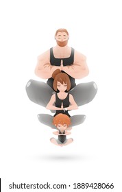 Yoga Family Character Design Set. Zen Atmosphere