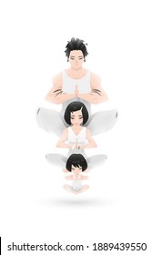 Yoga Family Character Design Set. Zen Atmosphere