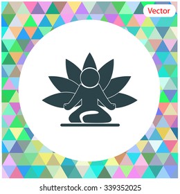 Yoga figure sitting vector icon. Lotus posture
