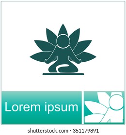 Yoga figure sitting vector icon. Lotus posture