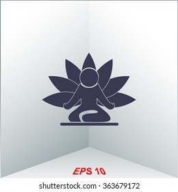 Yoga figure sitting vector icon. Lotus posture
